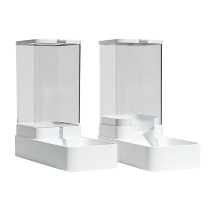 Set dozator automat de apa si mancare, AT PERFORMANCE, potrivit pentru pisici/caini, detasabil si lavabil, alb