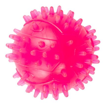 Jucarie din cauciuc eco pentru caini, forma de Minge cu Tepi, 4 cm, roz