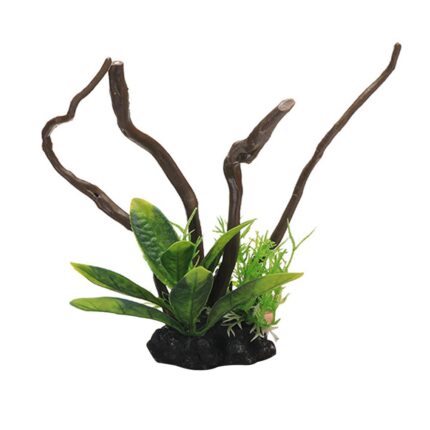Set decor acvariu, plante acvatice simulate, 24x14x9cm, multicolor