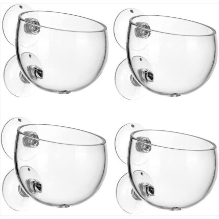 Cupa pentru plante acvatice din sticla, Longziming, 4 bucati, cu ventuze, 5x6x7cm