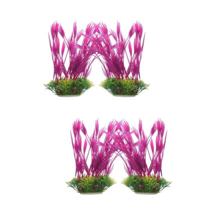 Set decorativ acvariu, plante artificiale, 10x6x22cm, multicolor