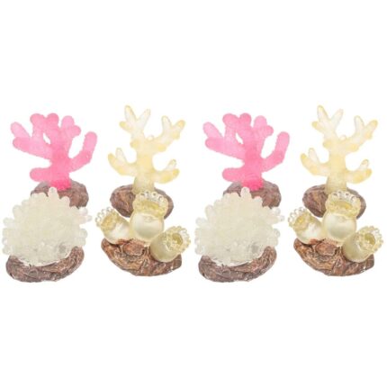Decoratiune artificiala corali pentru acvariu, multicolor, 5x4x3.5cm, set de 8 bucati