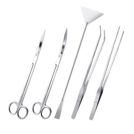 Set 5 unelte din otel inoxidabil pentru acvariu, Mmgoqqt, argintiu, 27cm