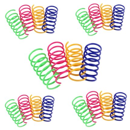 Set 20 Jucarii pentru pisici TasyPins, spirale interactive, multicolor, 5.5x2cm