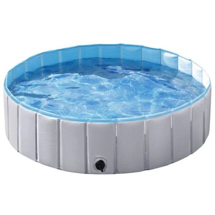 Piscina pliabila premium pentru animale de companie, nu necesita umflare, 100 x 30 cm, PVC rezistent, albastru /gri
