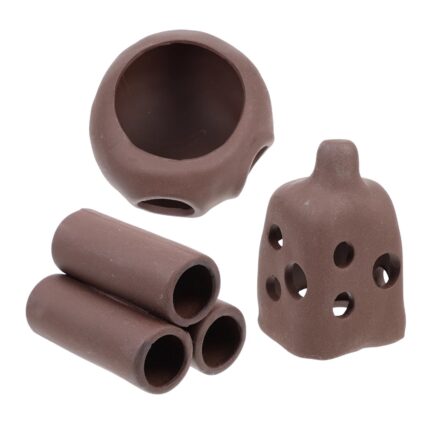 Set 3Pcs Decoratiuni Acvariu, Pesti si Creveti, Pestera Ascunsa, Multicolor