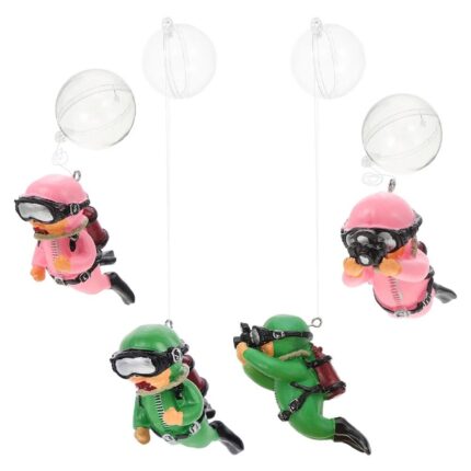 Decoratiune acvariu, figurine scafandru, set 8 piese, PVC, 6.50x3.00x2.50cm, multicolor
