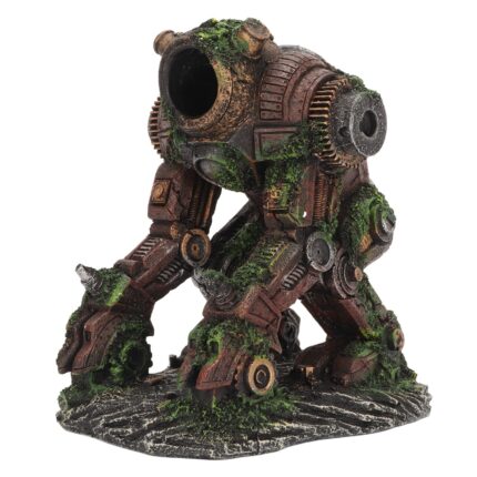 Decoratiune acvariu, Enforose, robot mecha fara cap, design gol, 18x13x18cm
