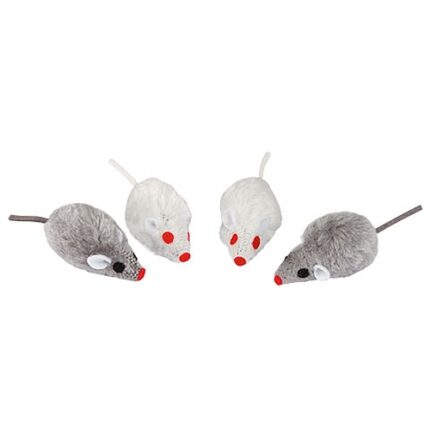 Jucarie pentru pisici, soricei cu clopotel, Kerbl Furry Mouse, 4 buc x 5 cm