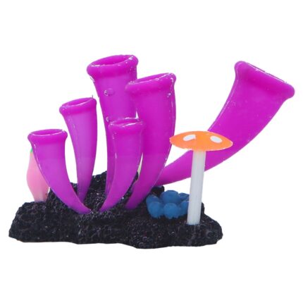 Decor acvariu, Jormftte, coral artificial, luminescent sub lumina actinica, multicolor, 8x8cm