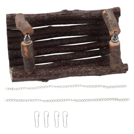 Tunel Hamac Balansoar pentru Hamsteri, longziming, Lemn de Mar, Multifunctional, Natural