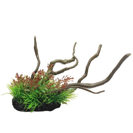 Decor pentru acvariu, longziming, plante artificiale, 24x14x9cm, set 1 buc.