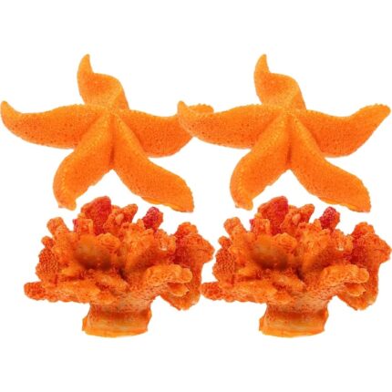 Set 4 Piese Decoratiuni Corali Artificiale Multicolor pentru Acvariu