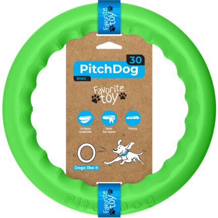 Jucarie Inel pentru caini PitchDog 28 cm, verde 62385
