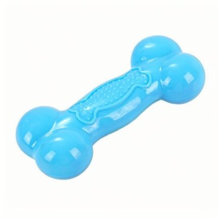 Jucarie pentru caini, Os Squeaky, Cauciuc, albastru, 13x6cm