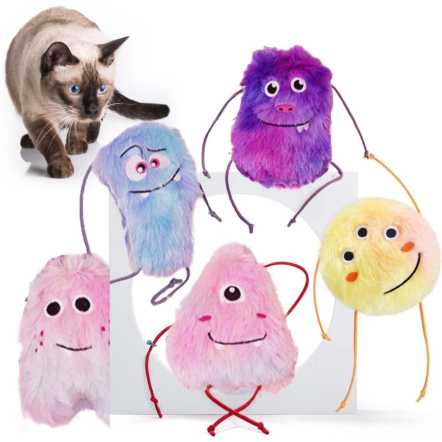 res_8965081d0aa6ec01c032b2370379f2ed Set de 5 jucarii pentru pisici cu catnip, Taspci, Moi, durabile, in forma de monstrulet, jucarii interactive pentru exercitii in interior