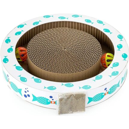 Placa de zgariat cu jucarie, Happet, cu catnip, pentru pisici, Shenzi, 28 cm