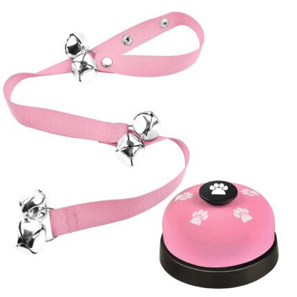 Jucarie clopotel pentru caini sau pisici, Nybgyy®, metalic, cauciuc, antiderapant, Roz