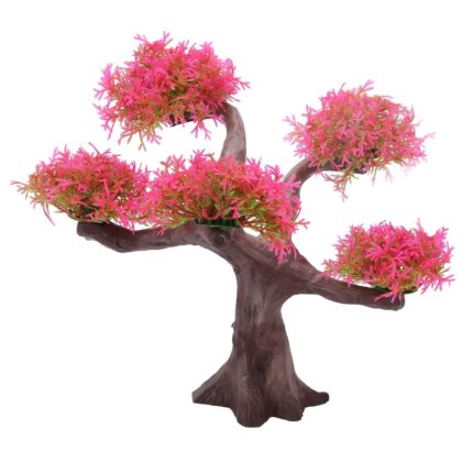 Decoratiune acvariu, Enforose, ornament planta artificiala, roz, 27x22x23cm