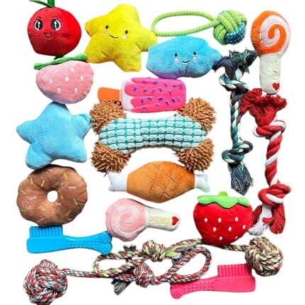 Set de 15 Jucarii multicolore pentru animale de companie