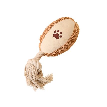 Jucarie pentru caini, mingea pufoasa, 21cm, rezistenta la muscaturi, lavabila, Plus, Maro