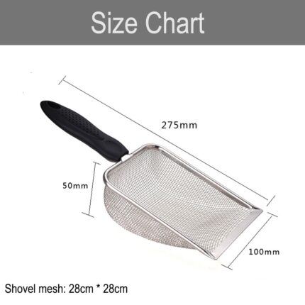 Lopata pentru reptile din otel inoxidabil, argintie, 30x10cm, pentru curatarea substratului de nisip, set pentru pisici