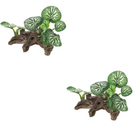 Decoratiune artificiala pentru acvariu, planta din rasina, 12x6x7.5cm, set 2 bucati