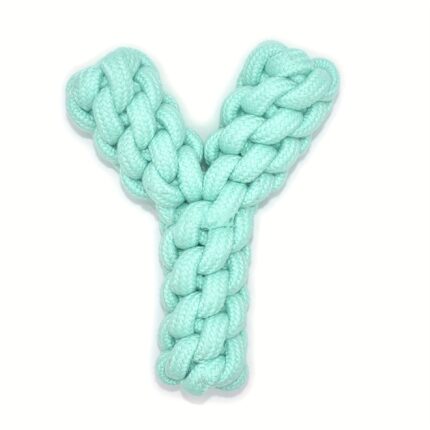 Jucarie pentru Caini in Forma de Y, Jucarii din Funie din Bumbac Ecologic, Jucarie Rezistenta la Muscaturi din Funie Tip Nod pentru Caini, Jucarie pentru Caini Mijlocii/Mici (albastru deschis)