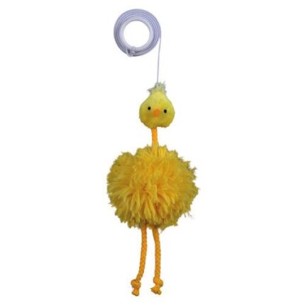 Jucarie Trixie pui pe banda elastica cu sunet pentru pisici 20 cm 45561