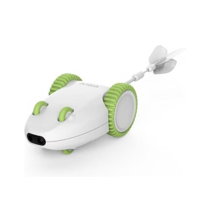 Jucarie interactiva pentru pisici, Petgeek, Furious Mouse, ABS, Alb/verde