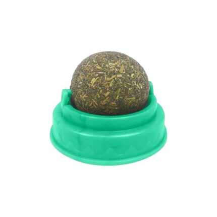 Jucarie Pisici - Catnip Sfera din Iarba matei, spate adeziv, Turcoaz