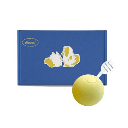 Jucarie de pisica cu sunet interactiv Tail Wags, jucaria cu bile galbena va scoate automat sunete de cricket, Potrivit pentru pisicile de interior sa se joace singure fara sa se plictiseasca