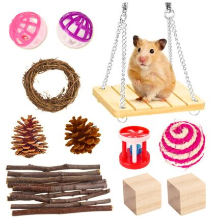 Jucarie pentru Hamster QttvbTna, lemn, multicolor, 2.5x25cm